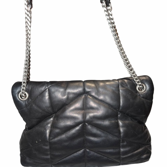 Saint Laurent Black Quilted Puffer Shoulder Bag with Silver YSL Hardware - Picture 3 of 7